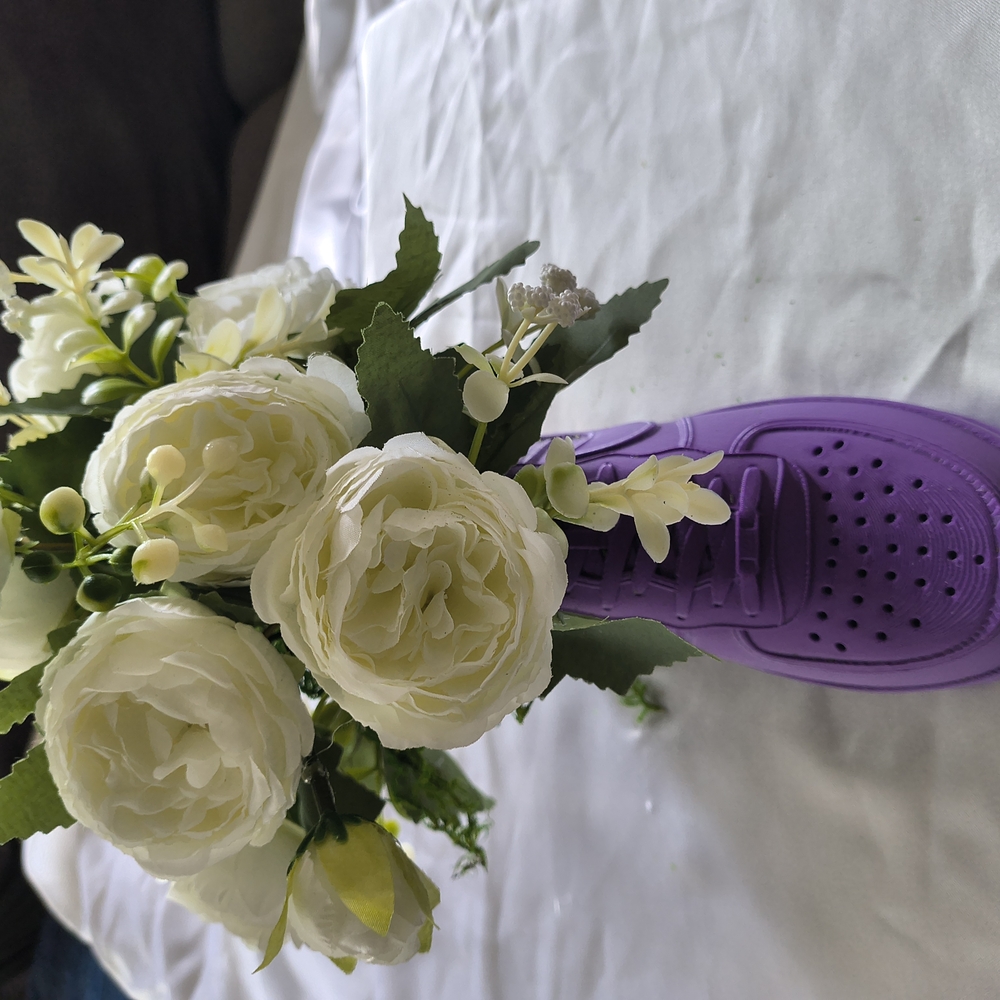 Purple Sneaker with Floral Decor